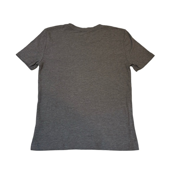PINK Victoria’s Secret Gray Ribbed Tee Shirt Sz XS - Picture 2 of 5